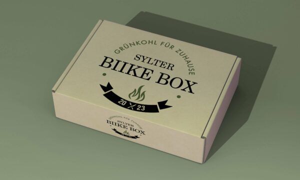 Eine Sylter-Biike-Box für 2 Personen auf grünem Hintergrund.